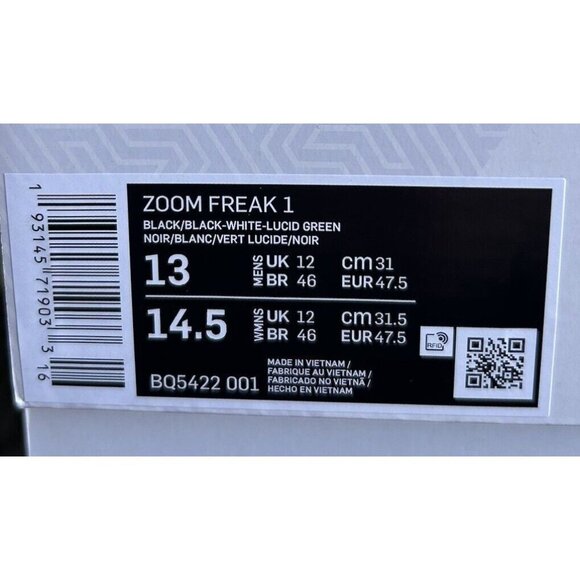 NIKE ZOOM FREAK 1 BLACK Size 13 - Picture 6 of 6